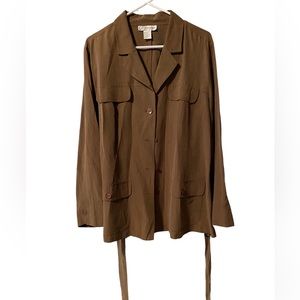 DRESS BARN LIGHTWEIGHT JACKET SIZE 18W BROWN COLOR SILK & LINEN